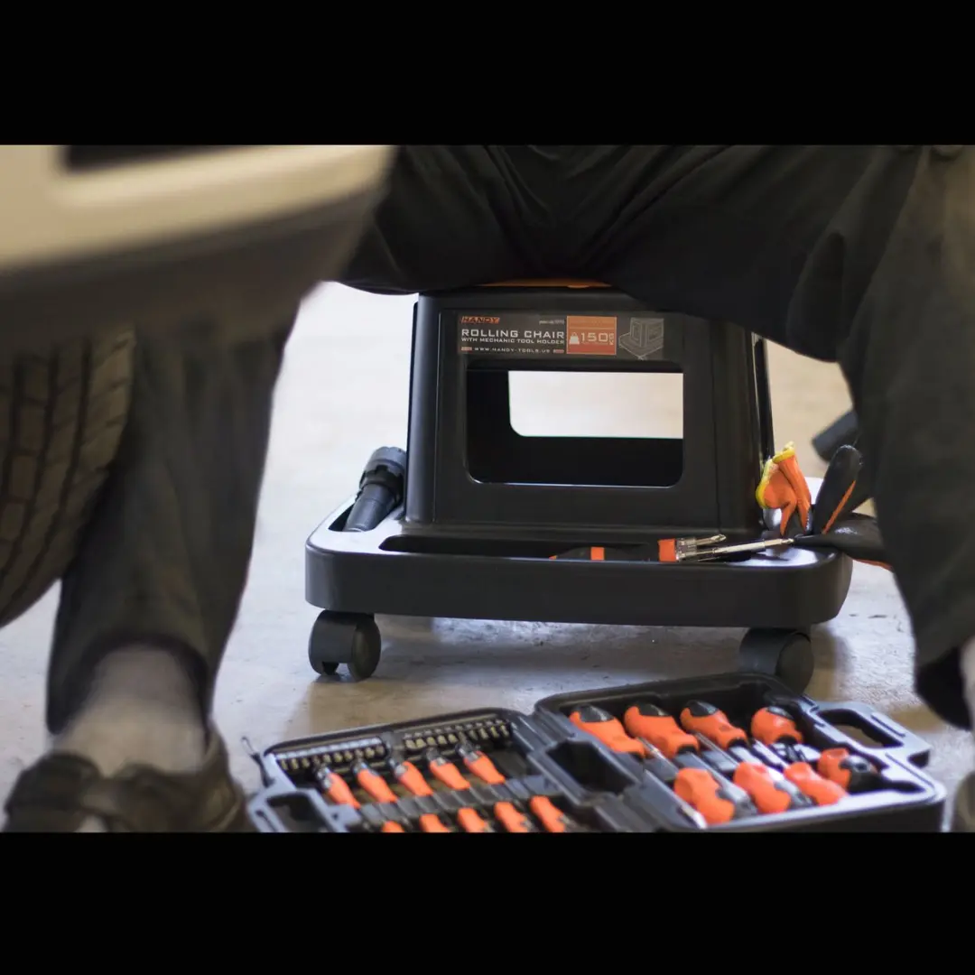 Handy Verrijdbare Werkstoel Zwart - 150 kg