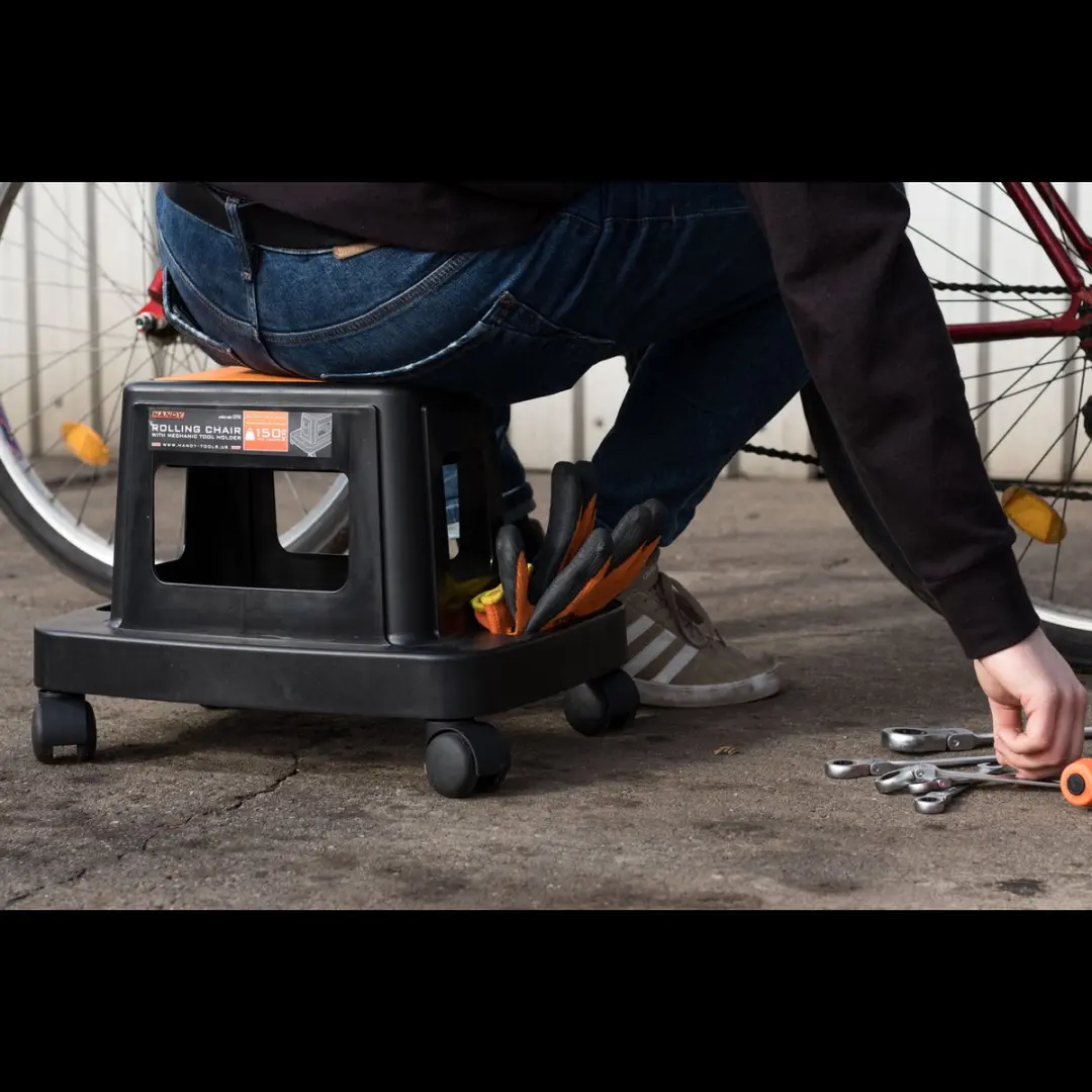 Handy Verrijdbare Werkstoel Zwart - 150 kg