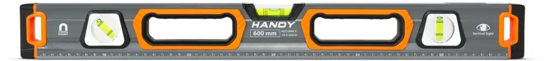 Handy Magnetische Waterpas 60cm - 3 Libellen - 10624B - Grijs/Oranje