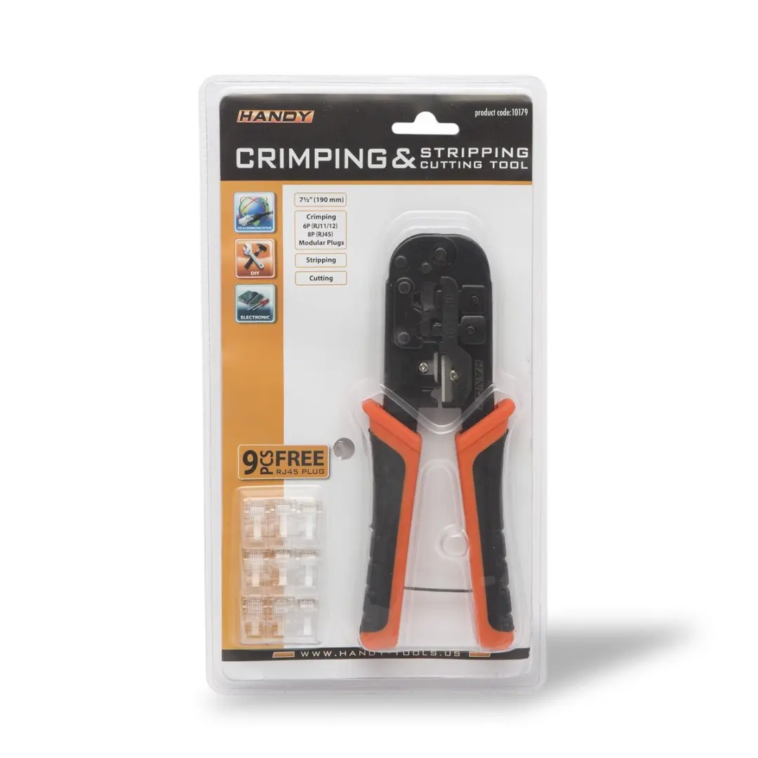 Handy Krimptang Modulair - RJ11/RJ12/RJ45 - 190mm - Oranje/Zwart