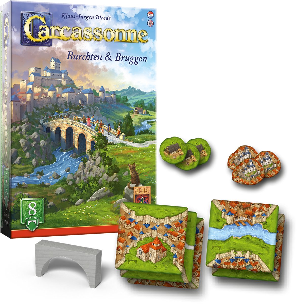 999 Games - Carcassonne: Burchten & Bruggen - Uitbreiding 8 - Nieuwe Versie - NL - EN