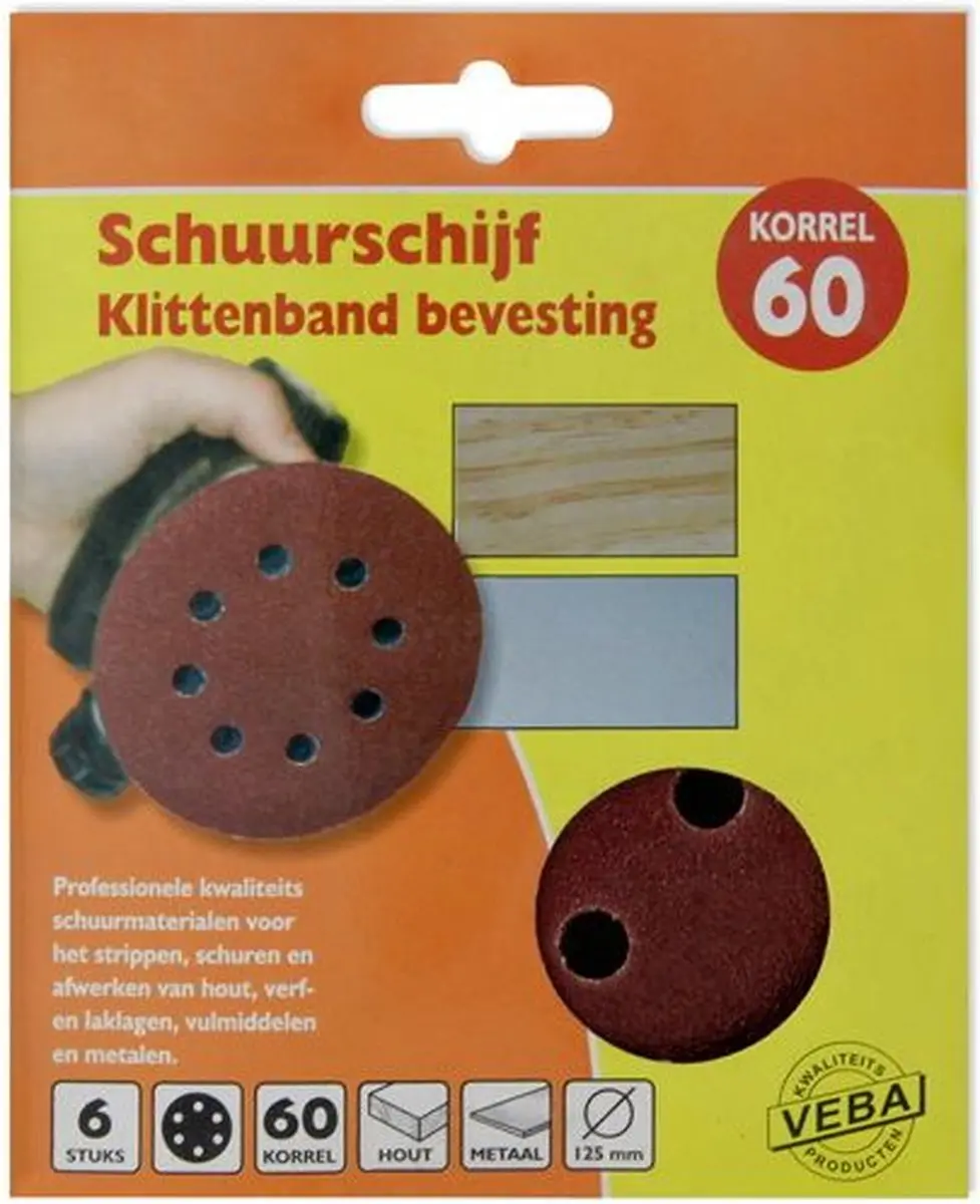 VEBA Schuurschijf Klittenband 125mm P60 - 6 Stuks