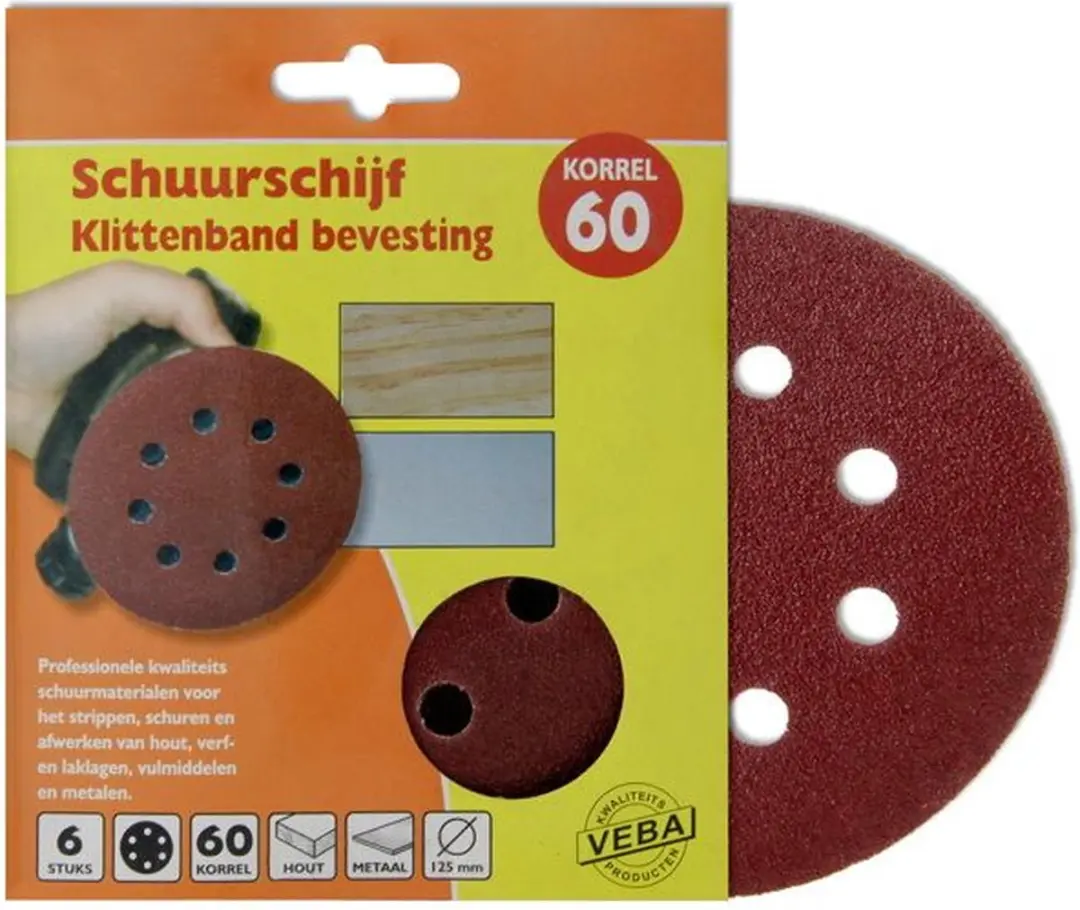 VEBA Schuurschijf Klittenband 125mm P60 - 6 Stuks
