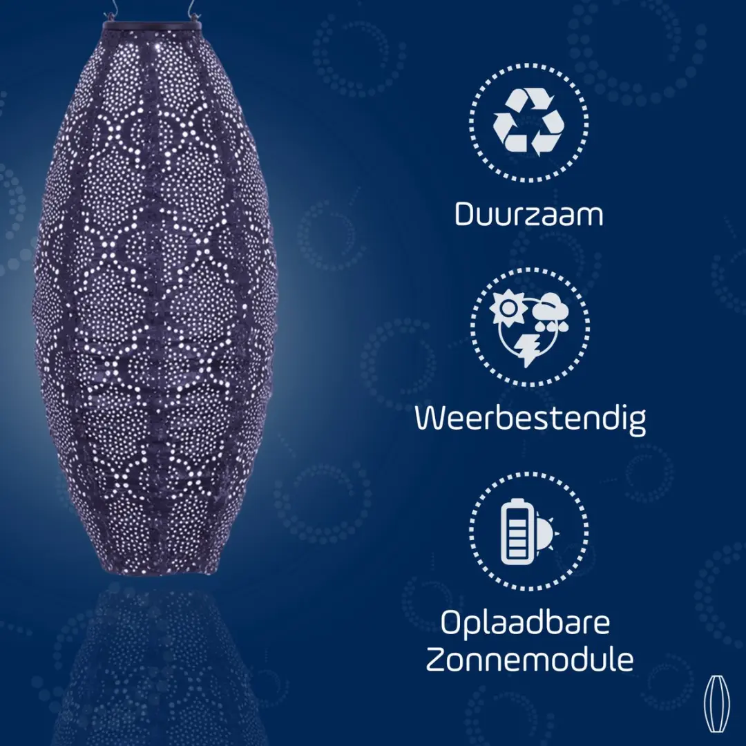 Lumiz Solar Tuinverlichting Bazaar Long Oval Blauw/Paars - 20cm