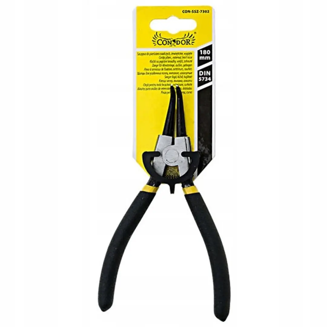 Condor Seegerringtang 180mm - Gebogen - Externe Borgringen - Zilver/Zwart