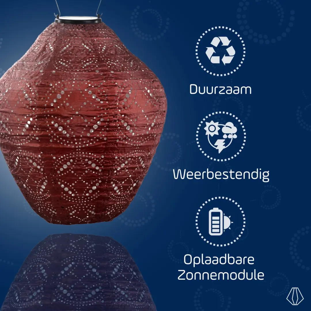 Lumiz Solar Lampion Tuinverlichting - 3 Stuks - Koper/Roze/Lichttaupe