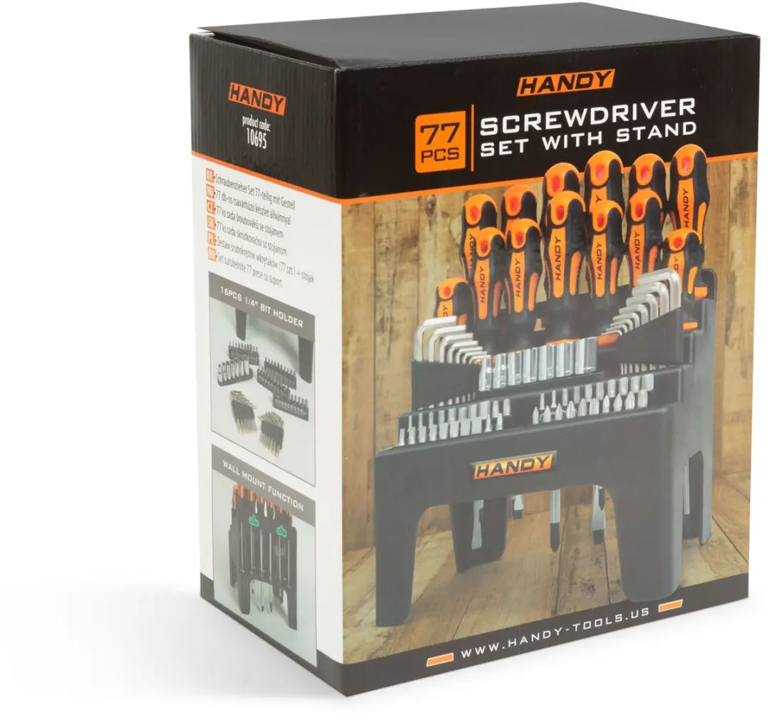 Handy 77-delige Schroevendraaierset 10695 - PH/PZ/Torx/Inbus/Sleuf - Oranje/Zwart