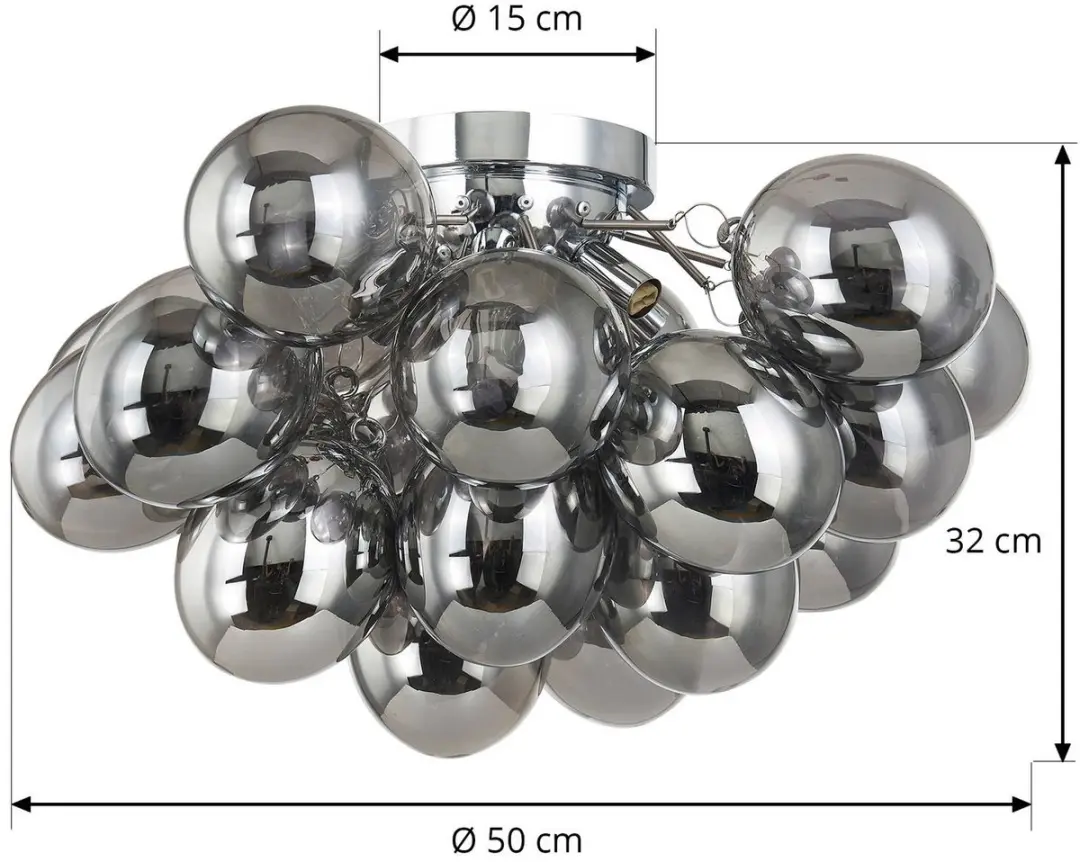 Lucande Plafondlamp 6xG9 50cm - Rookgrijs