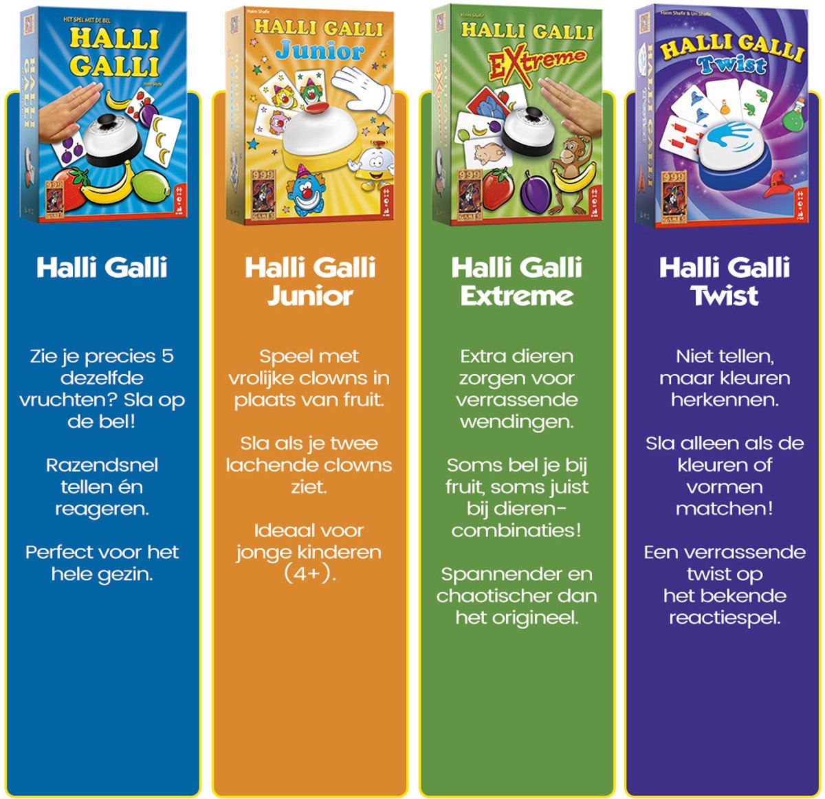 999 Games - Halli Galli - Actiespel - Het spel met de bel - Kinderspel - Gezelschapsspel - Familiespel - Reactiespel - Klein cadeautje