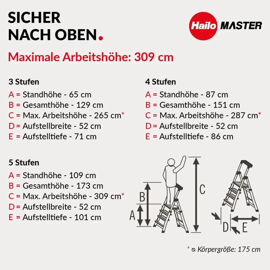 Hailo Trapladder TL100 Aluminium 56x143cm - Zilver