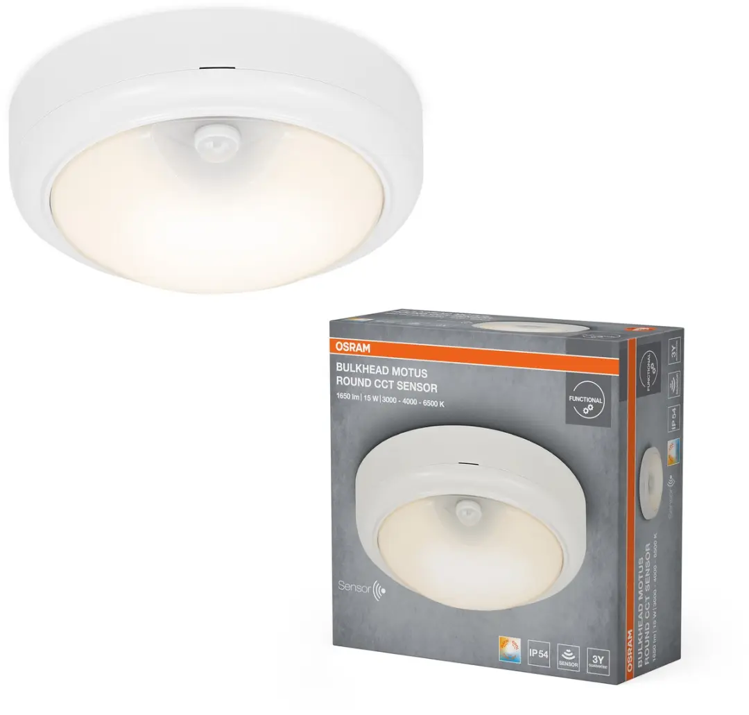 Osram LED Bulkhead Motus Round 15W CCT Plafondlamp - 180cm Ø - Wit