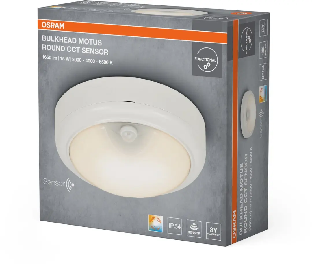 Osram LED Bulkhead Motus Round 15W CCT Plafondlamp - 180cm Ø - Wit - afbeelding 6 van 6