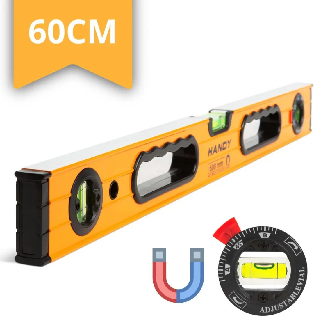 Handy Waterpas 60cm Magnetisch - 3 Libellen - Geel