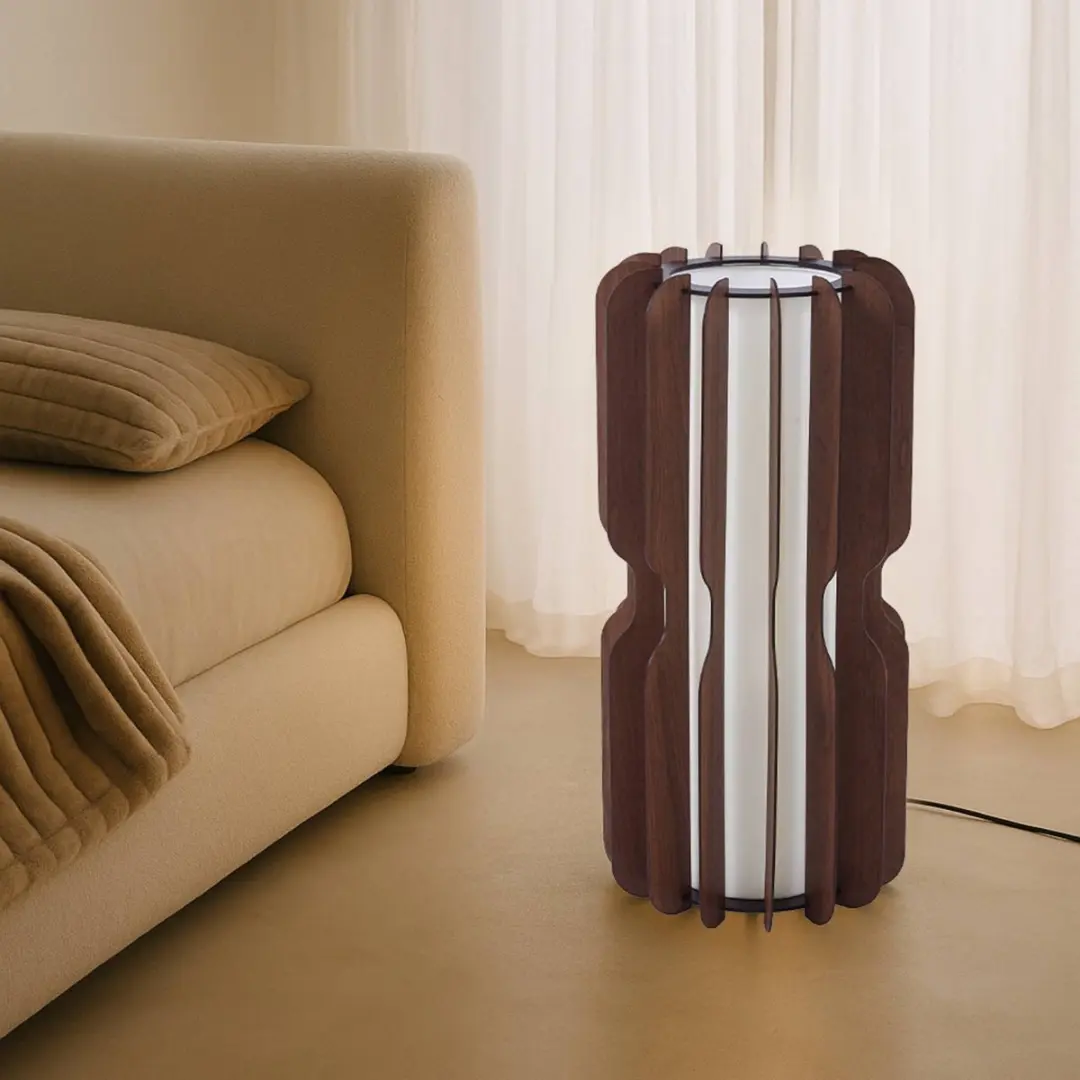 Lucande Vloerlamp Hout Beige