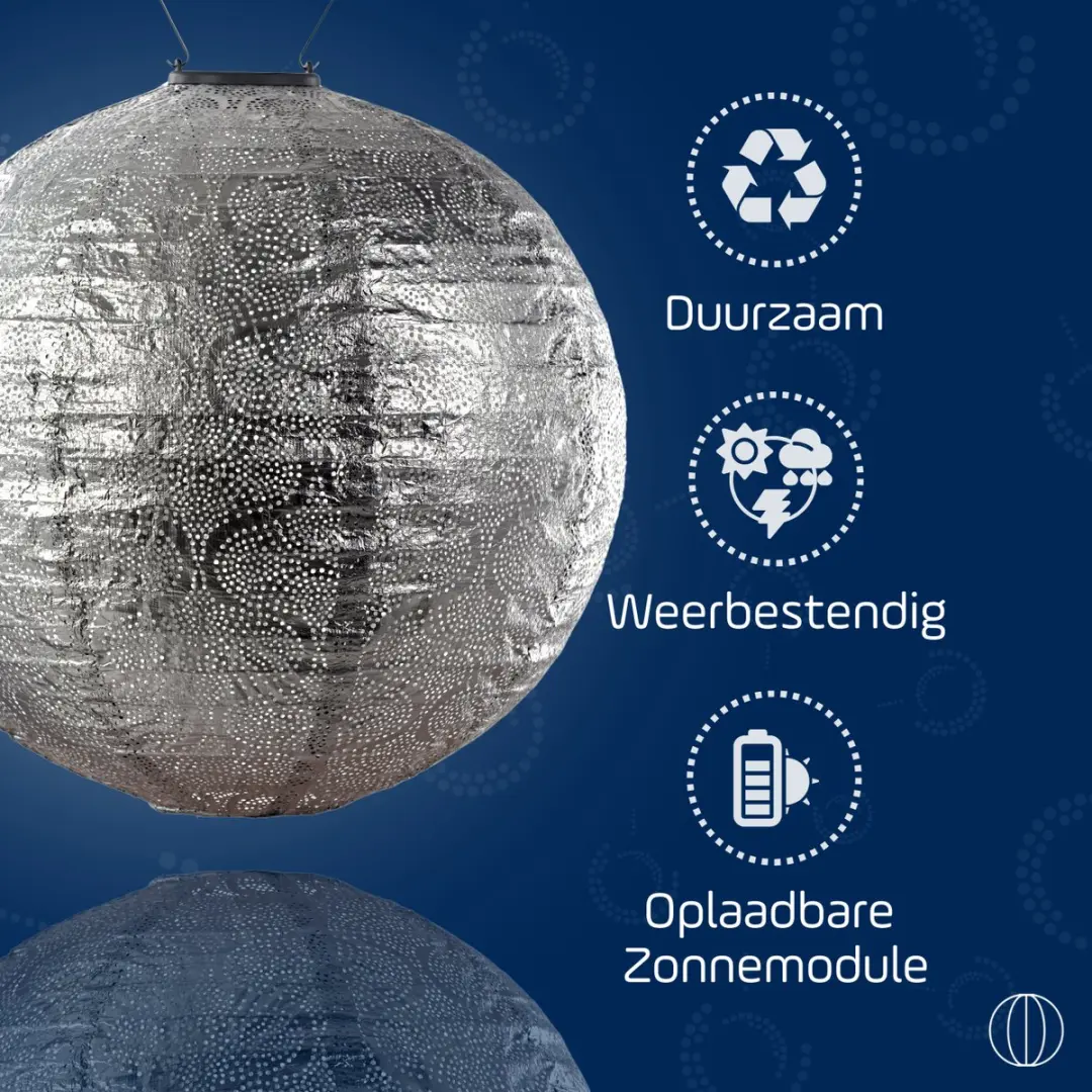 Lumiz Tigres Rond Solar Buitenlamp 40cm - Zilver
