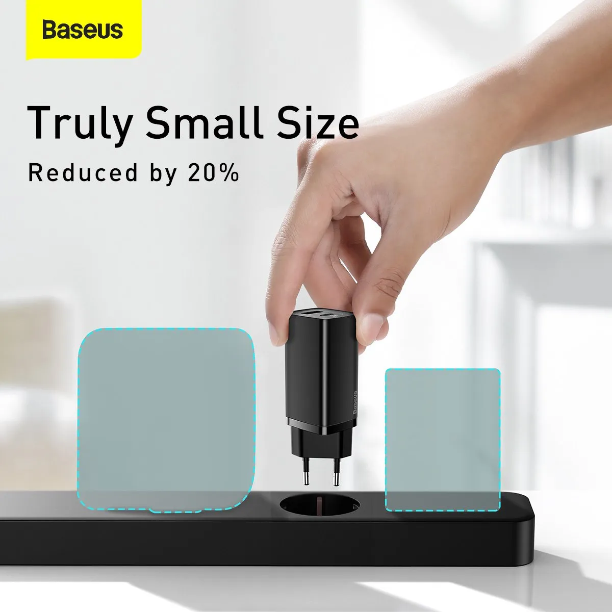 Baseus GaN2 Lite 65W Oplader - USB-C & USB-A - Zwart