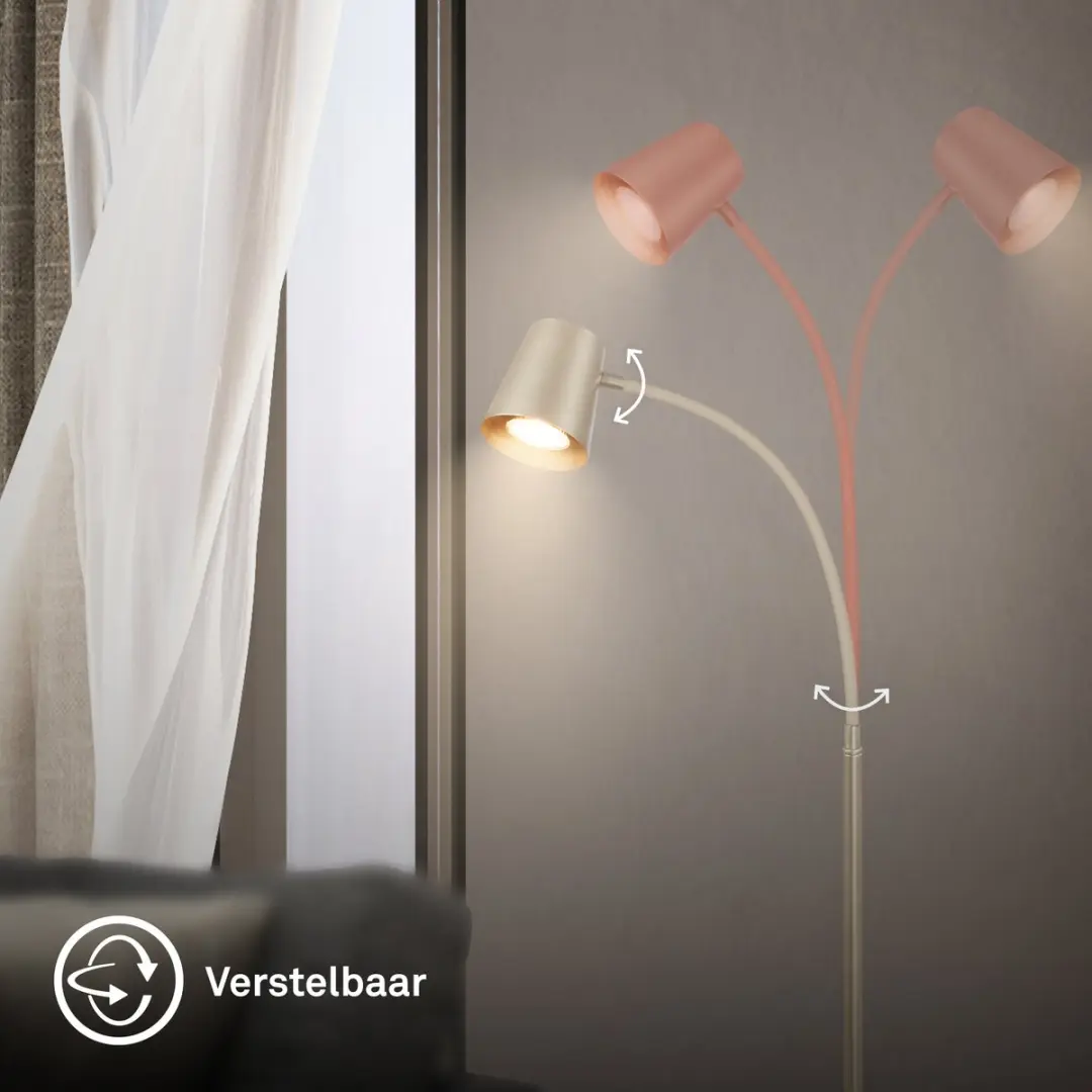 Briloner Skriva Vloerlamp - 127.5cm - satijn-metallic