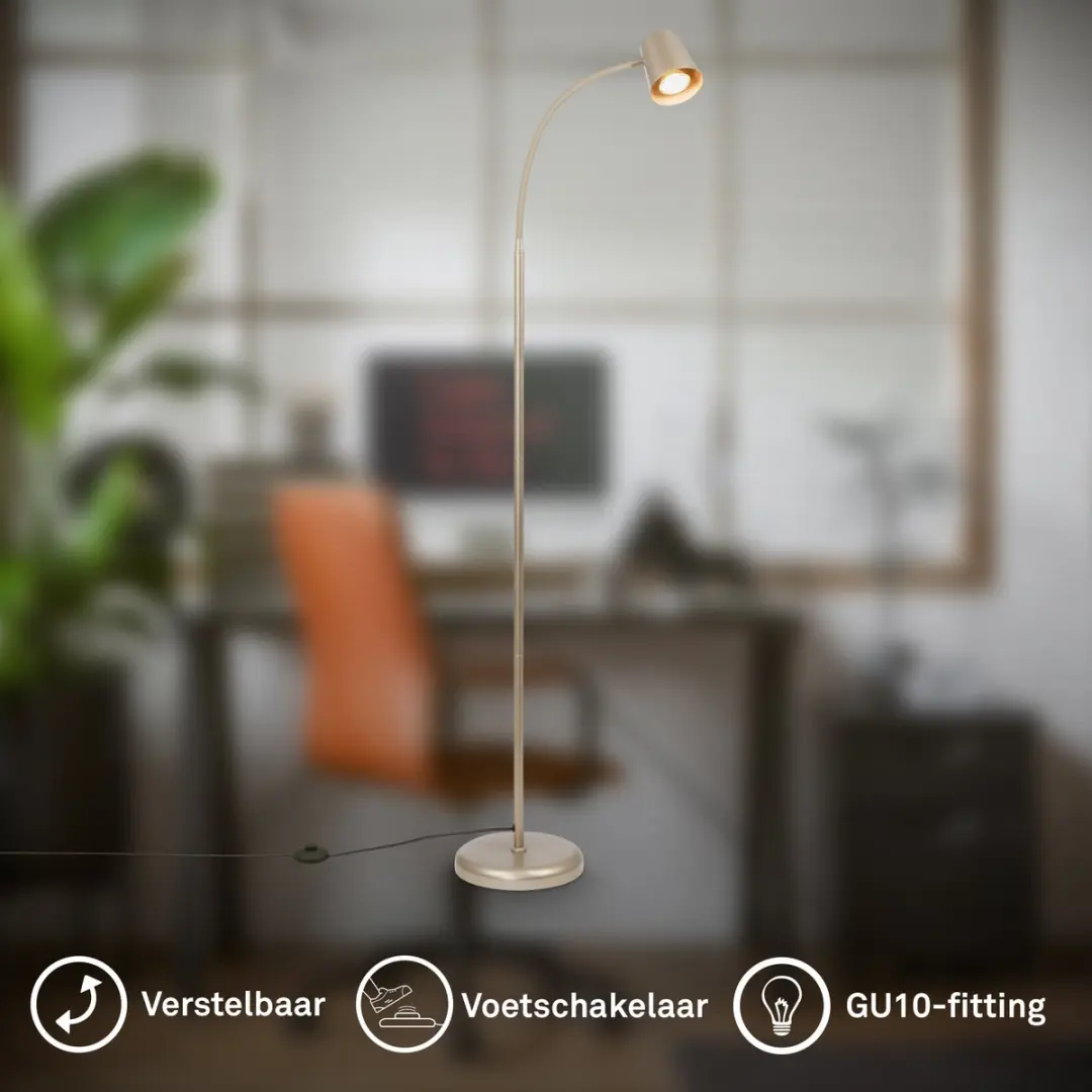 Briloner Skriva Vloerlamp - 127.5cm - satijn-metallic