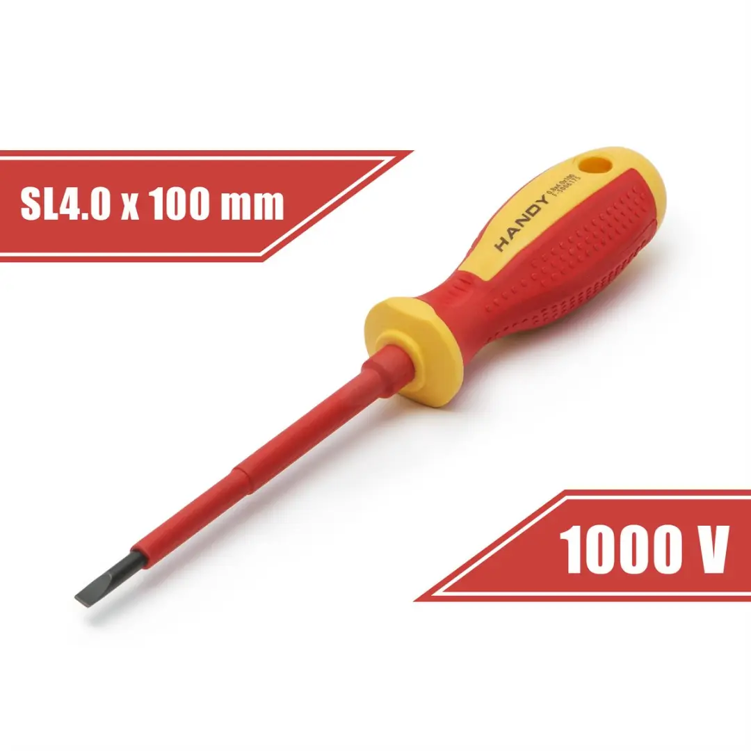 Handy Platte Geïsoleerde Schroevendraaier 1000V 4x100mm - SL4 - Geel/Rood