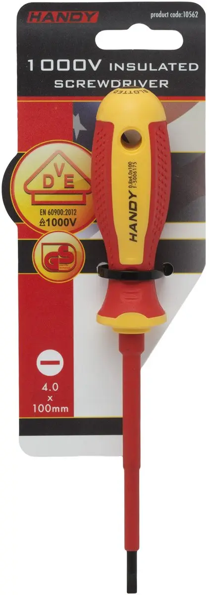 Handy Platte Geïsoleerde Schroevendraaier 1000V 4x100mm - SL4 - Geel/Rood