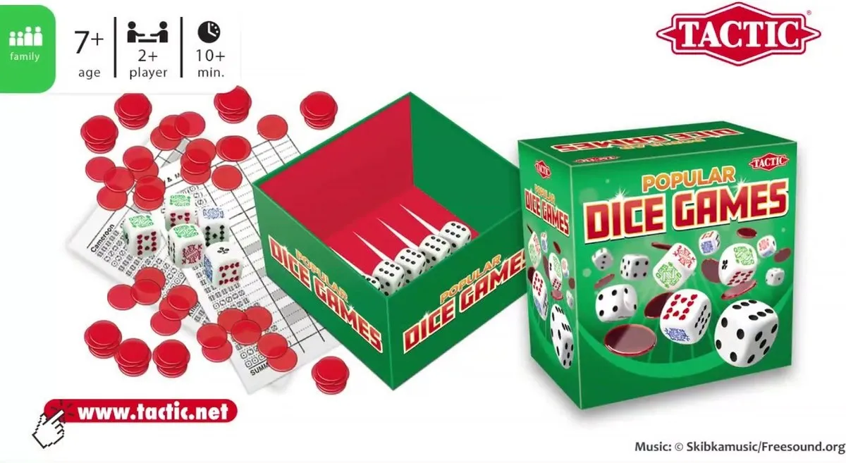 Tactic Populaire Dobbelspellen 27 Spellen - 6 D6 + Chips