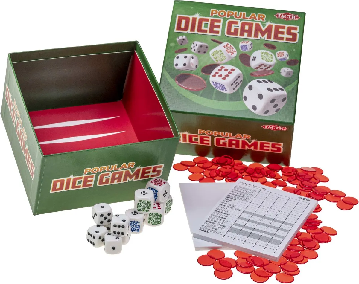 Tactic Populaire Dobbelspellen 27 Spellen - 6 D6 + Chips