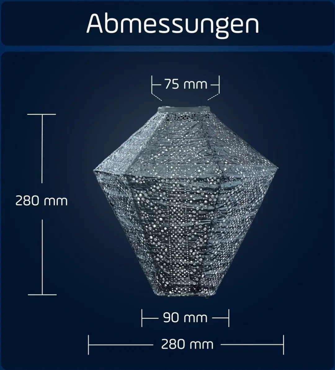 Lumiz Solar Lampion Lace Diamond 0.1W - 28cm Grijsblauw
