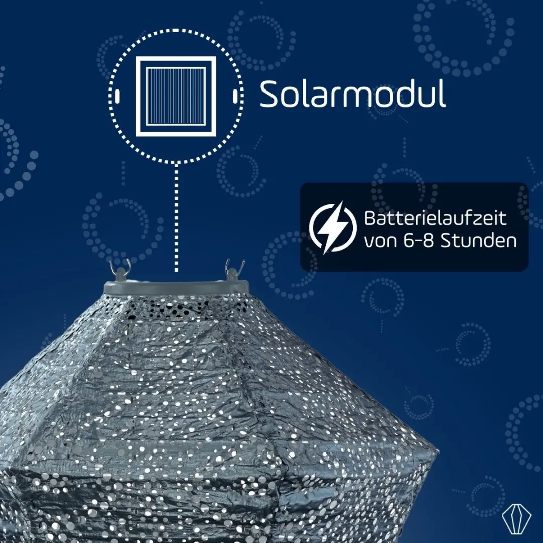 Lumiz Solar Lampion Lace Diamond 0.1W - 28cm Grijsblauw