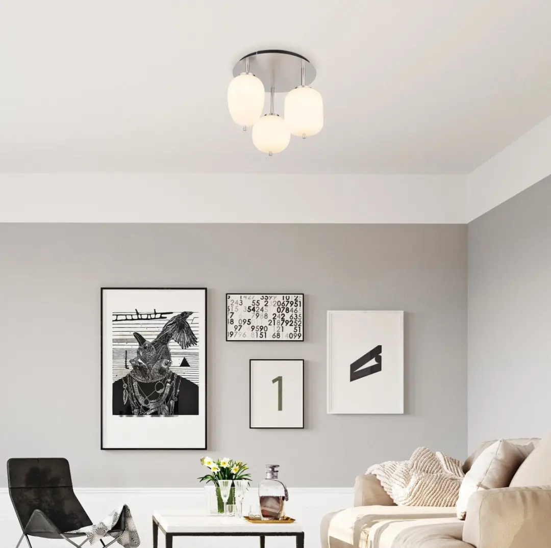 Globo Blacky I Plafondlamp - 3x E14 - Ø46cm - Wit