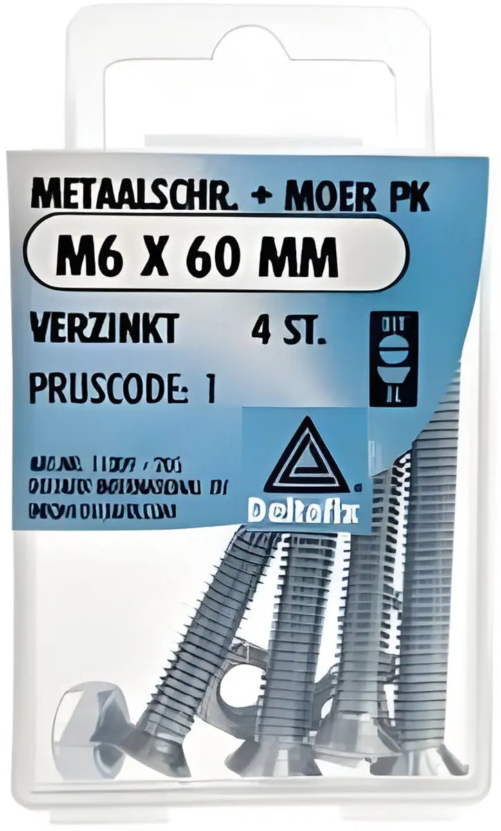 M.schroef moer pk m6x60mm 4st Deltafix