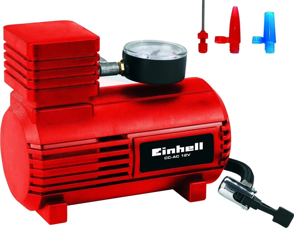Einhell CC-AC 12V Auto Compressor - 18 bar - 2,9m kabel - 3 adapters