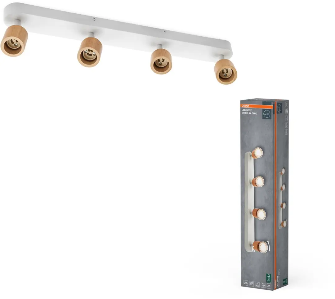 Osram LED Spot Brick Plafondlamp 4xGU10 - Warm wit - Houtdesign