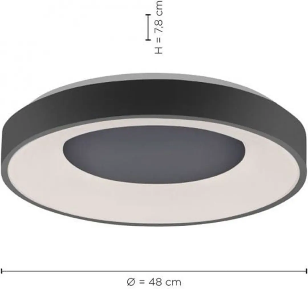 Paul Neuhaus Steffie LED Plafondlamp Ø50cm - Antraciet - afbeelding 6 van 6