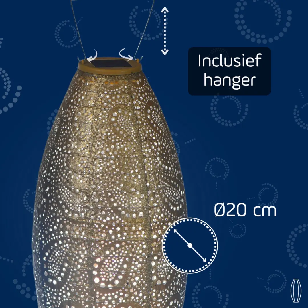Lumiz Solar Tuinverlichting Paisley Long Oval 20cm - Goud