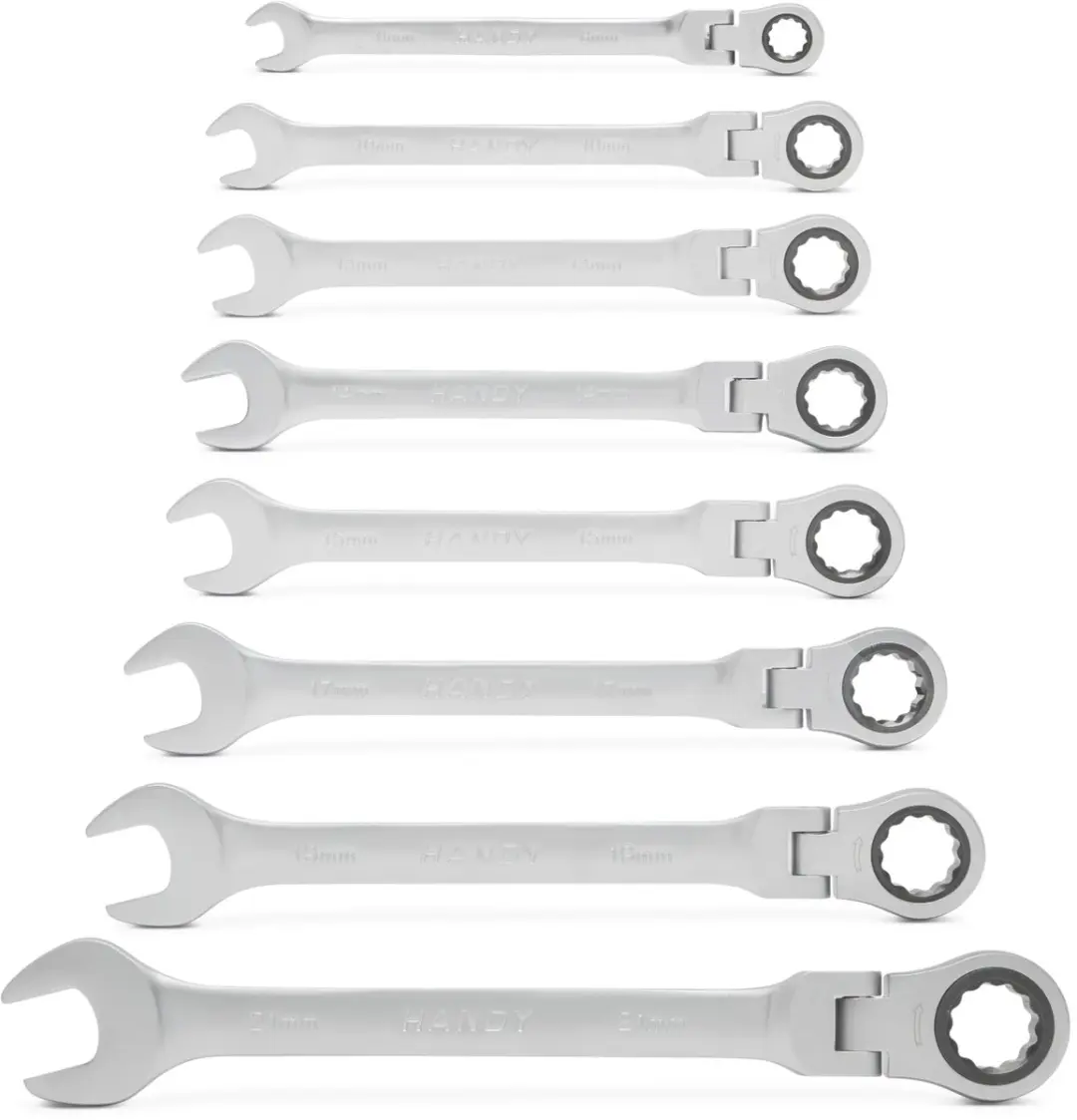 Handy 8-in-1 Ratel Steeksleutelset 8-21mm - Chroom-Vanadium Staal