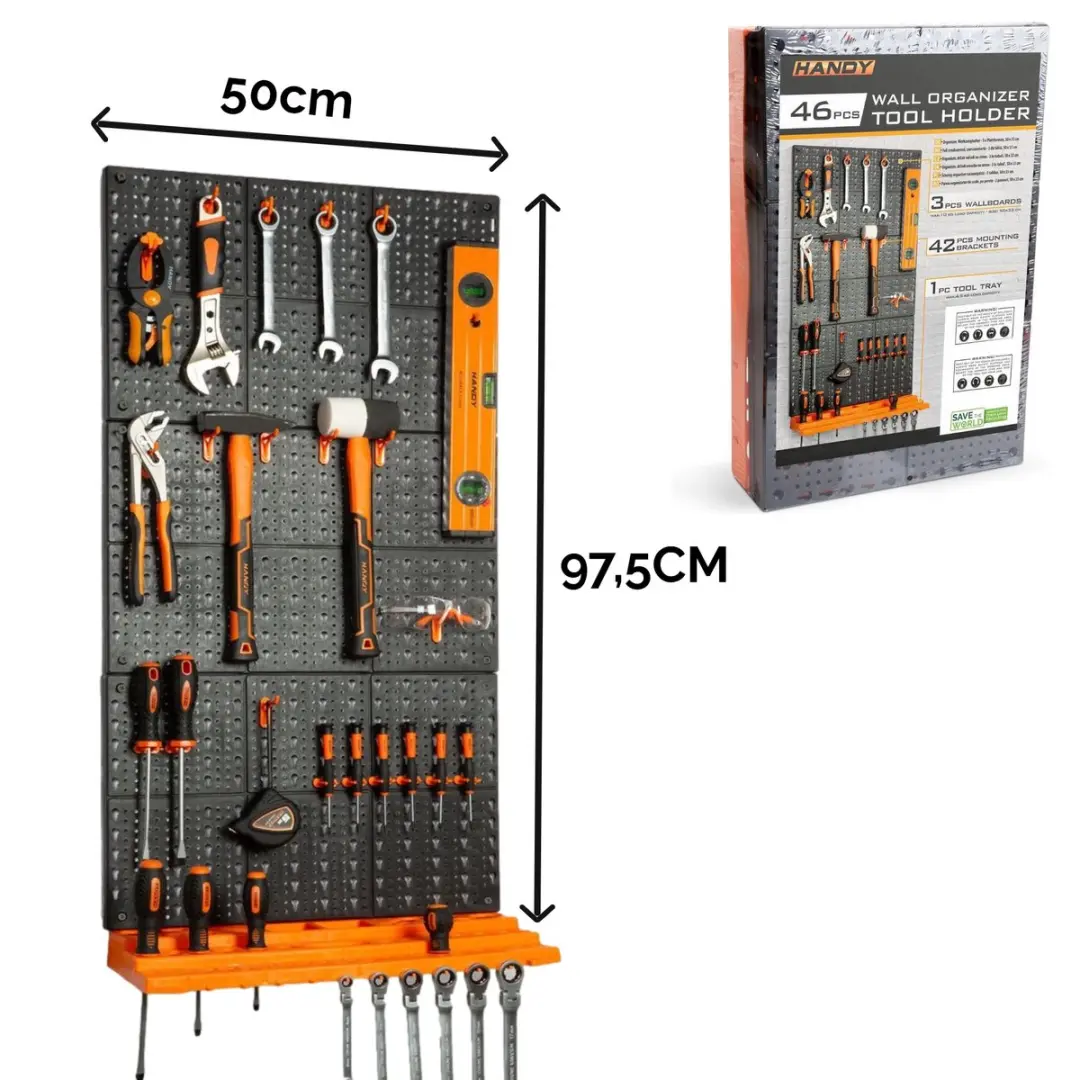 Handy Gereedschapswand 3 Panelen - Oranje/Zwart