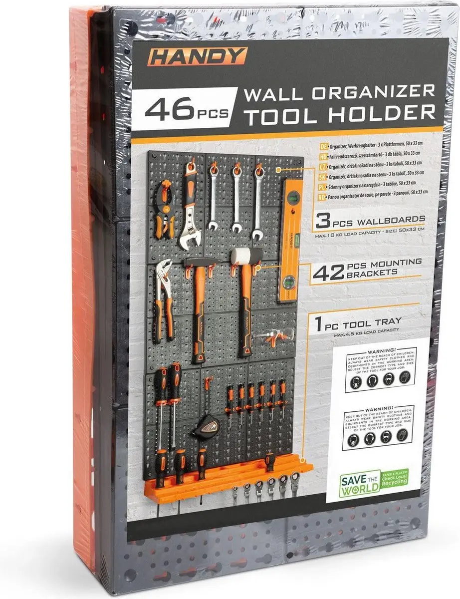 Handy Gereedschapswand 3 Panelen - Oranje/Zwart - afbeelding 6 van 6