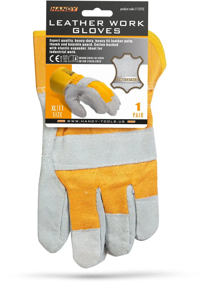 Handy Leren Werkhandschoenen XL - Runderleer - EN388