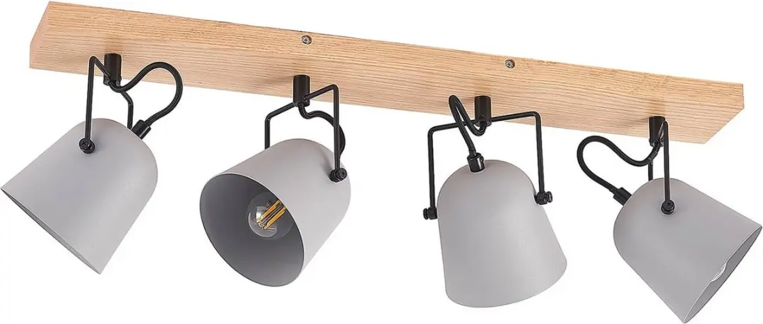 Lindby Buitenspot 4-licht E14 - 19cm - Grijs/Hout/Zwart