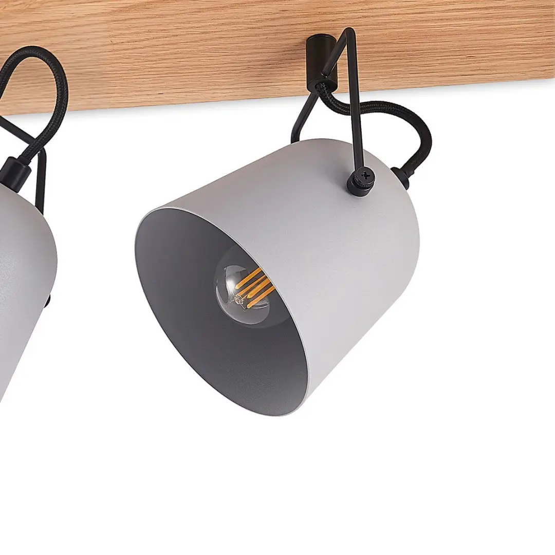 Lindby Buitenspot 4-licht E14 - 19cm - Grijs/Hout/Zwart