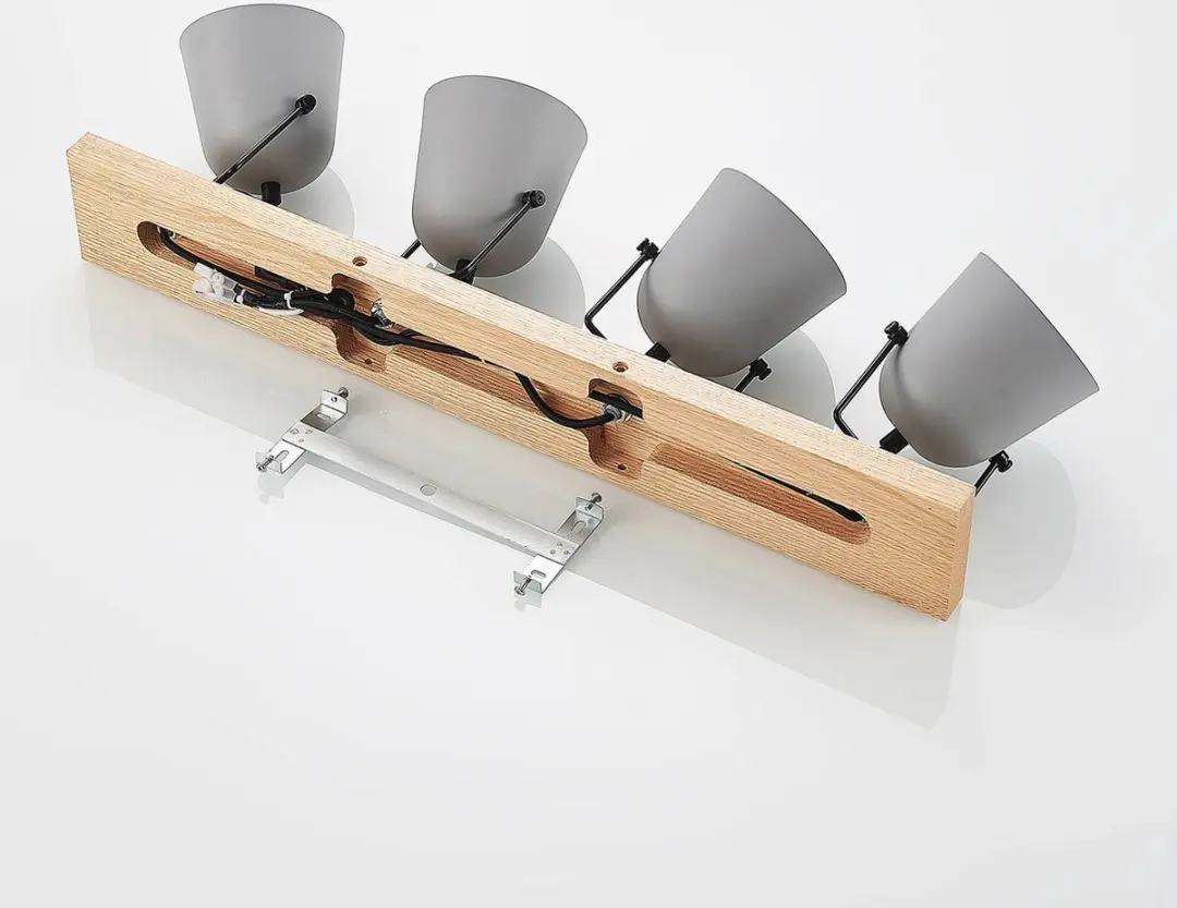 Lindby Buitenspot 4-licht E14 - 19cm - Grijs/Hout/Zwart