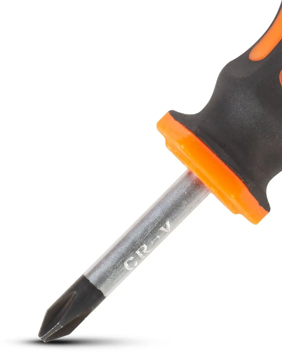 Handy Korte Kruiskopschroevendraaier PH2 38mm - Chroom Vanadium - Oranje/Zwart