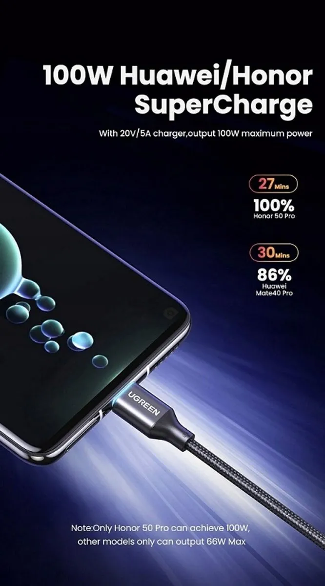 UGREEN USB-C Kabel 6A 100W 1M - afbeelding 2 van 2