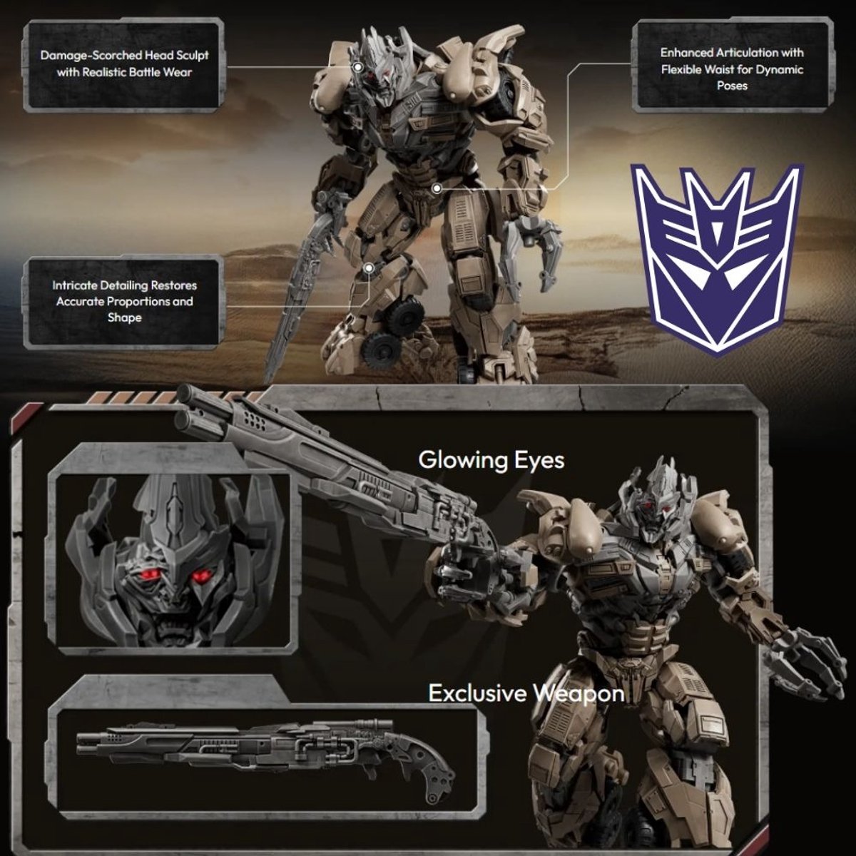 Blokees - Megatron Classic Class 22 Transformers Dark of the Moon Model Kit | Decepticons G1 Action Figure Edition | Age of the Primes | Technisch Robot Modelbouw | Educatief speelgoed bouwpakketten volwassenen & kinderen | Legacy War for Cybertron