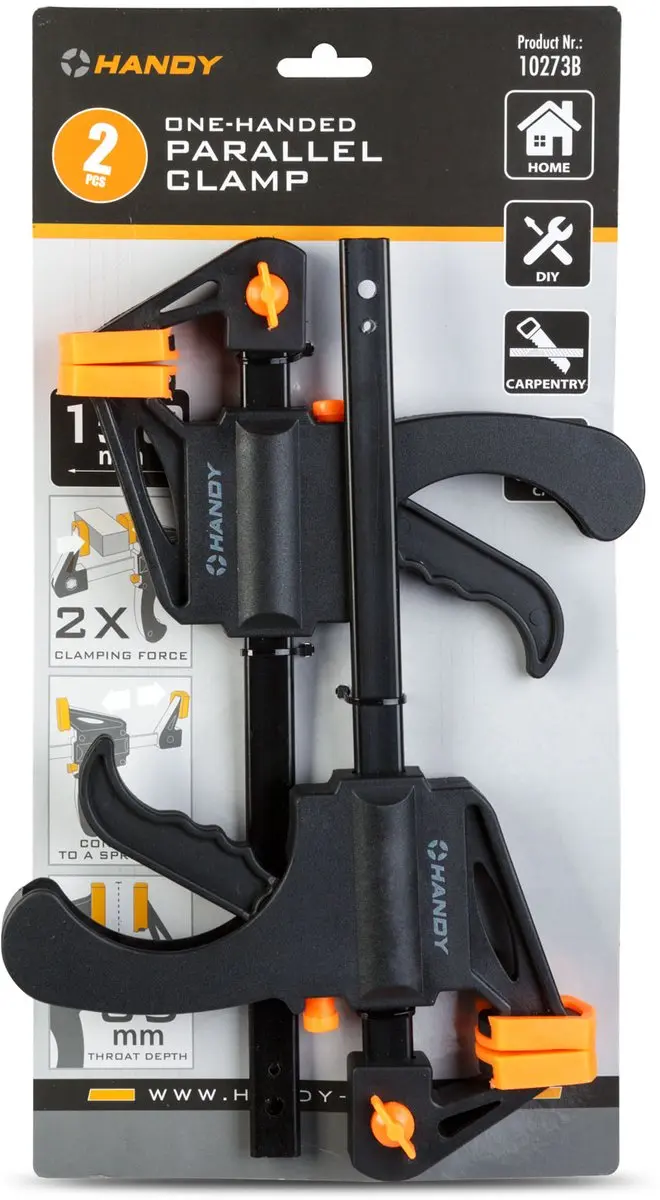 Handy Lijmklem Eenhands 300mm - Set van 2 - 500N - Zwart