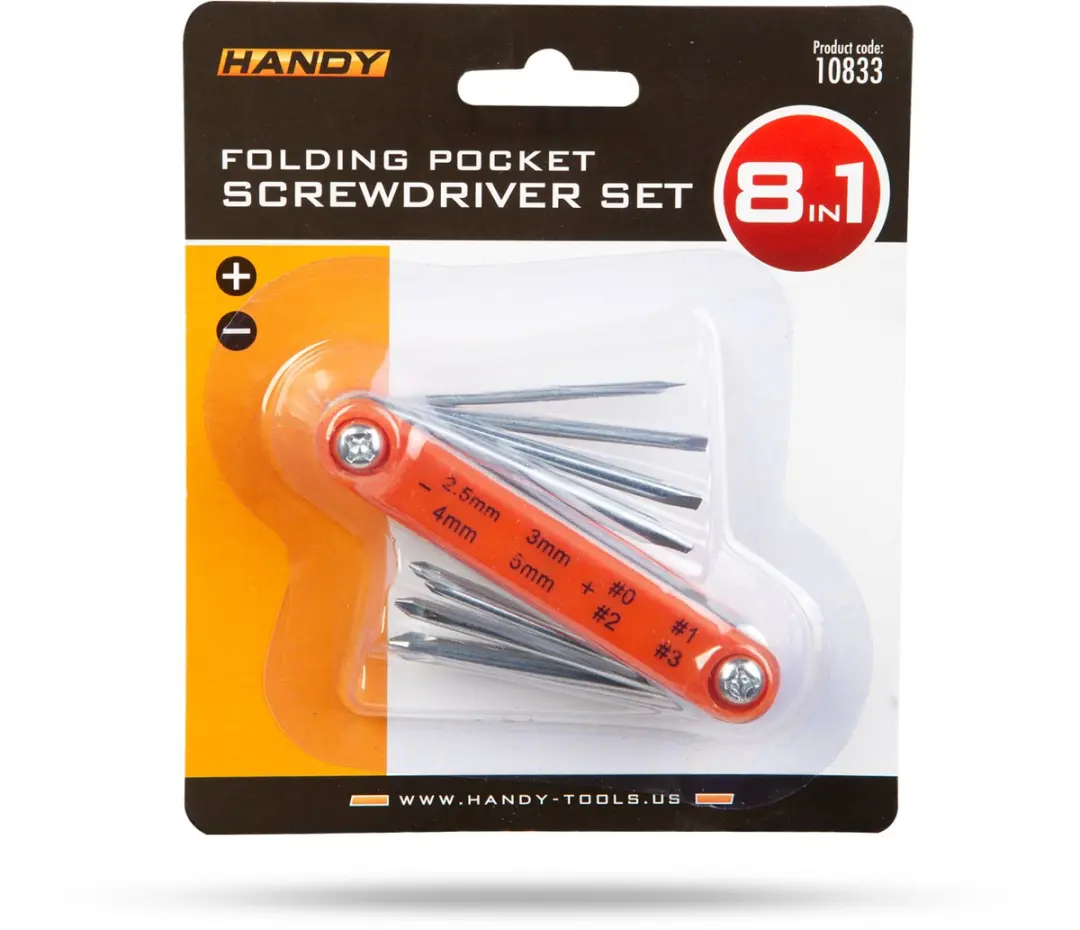 Handy 10833 Opvouwbare Schroevendraaierset 8-in-1 - Oranje