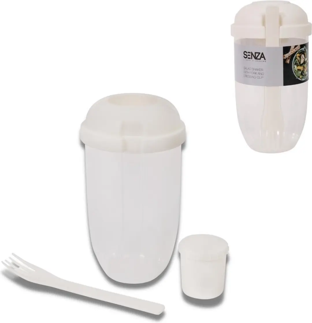 Senza Salade Shaker - 3 Stuks - 500ml - Wit