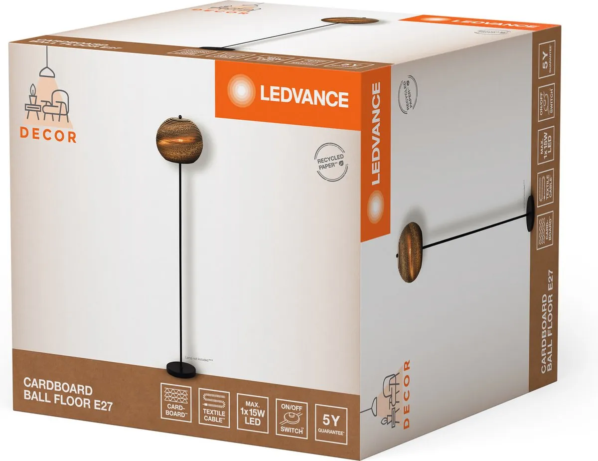 LEDVANCE Decor Cardboard Ball Vloerlamp E27 - Bruin