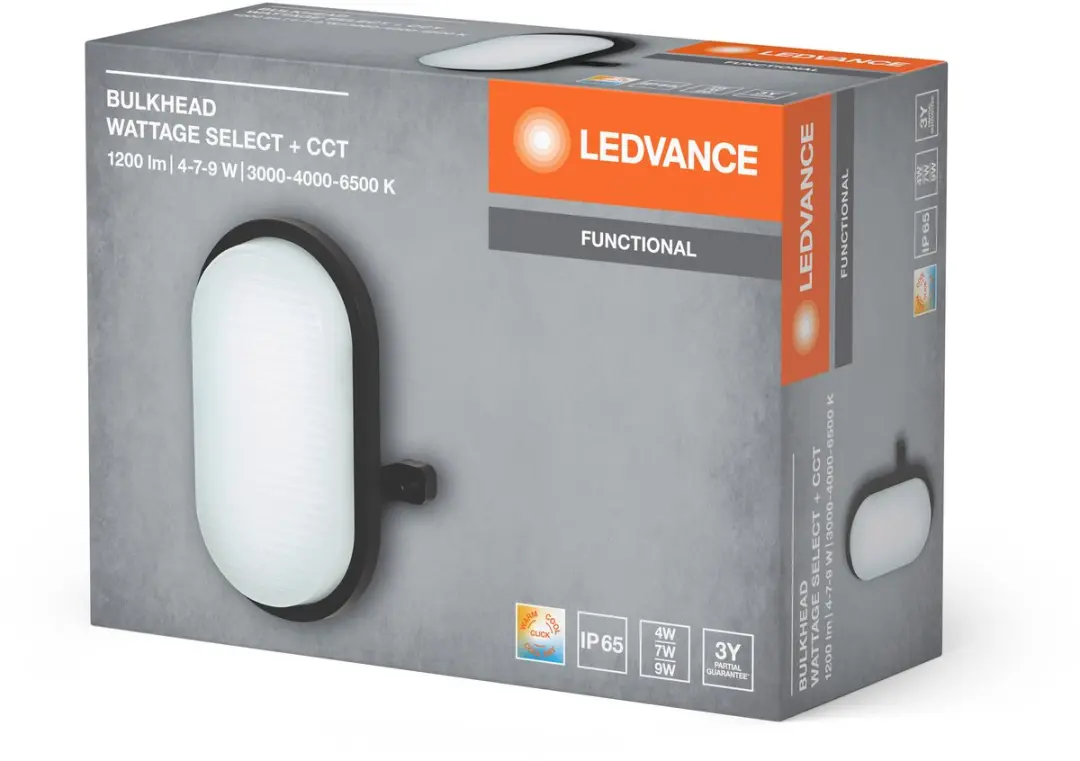 LEDVANCE Bulkhead LED 4W/7W/9W Wandlamp IP65 - Zwart - afbeelding 6 van 6