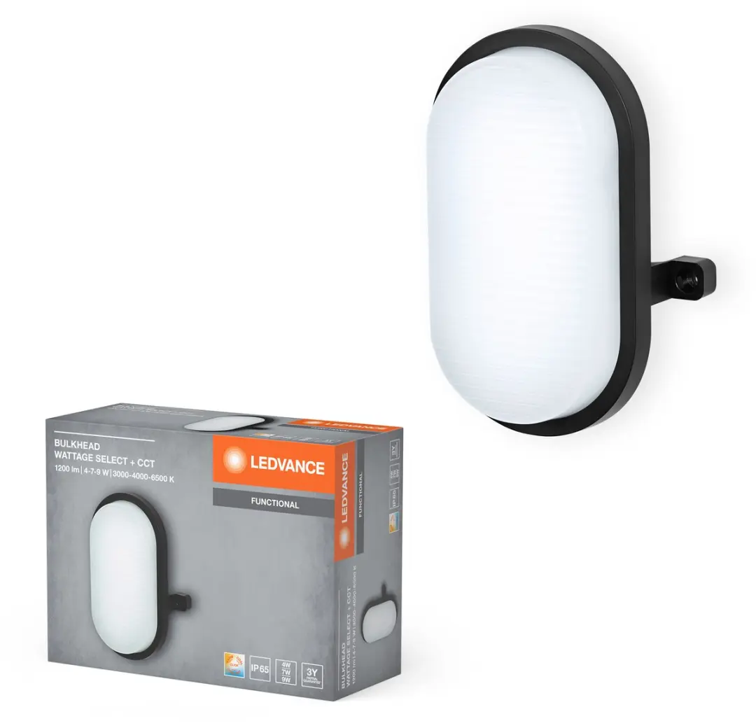 LEDVANCE Bulkhead LED 4W/7W/9W Wandlamp IP65 - Zwart